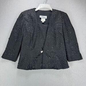 Vintage Ribkoff Trends Jacket & Camisole Size 4 Black Textured Classic Dressy